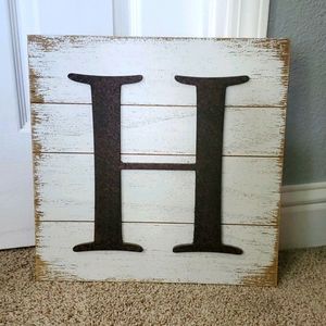 Letter H wall hanging sign